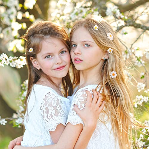 BBTO 24 Pcs Mini Flower Hair Clip for Girls Women Lily Daisy Flower Small Hair Pin Wedding Bridesmaid Bridal Clips Elegant Hair Accessory for Party Daily(White Yellow, Dark Purple, White, Light Blue) - Image 4