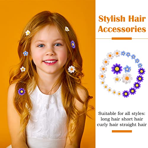 BBTO 24 Pcs Mini Flower Hair Clip for Girls Women Lily Daisy Flower Small Hair Pin Wedding Bridesmaid Bridal Clips Elegant Hair Accessory for Party Daily(White Yellow, Dark Purple, White, Light Blue) - Image 5