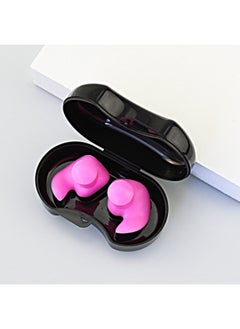 Swimming Earplugs Professional Ear Anti-water Silicone Earplugs Anti-noise Sleep Sound Insulation Earplugs Swimming Nose Clip Set-Color:Pink Pair (high-end Boxed)