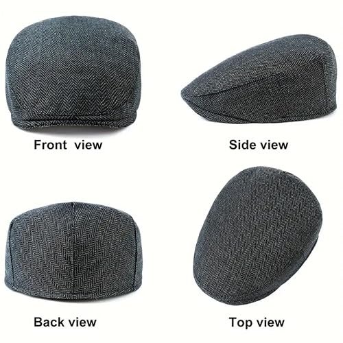 RR DESIGN Ivry/Golf/Flat Tweed Newsboy Hat for Men - Black Peaky Blinder Pattern - Free Size - Pack of 1 - Image 5