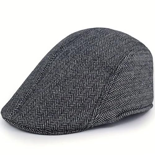 RR DESIGN Ivry/Golf/Flat Tweed Newsboy Hat for Men - Black Peaky Blinder Pattern - Free Size - Pack of 1 - Image 2