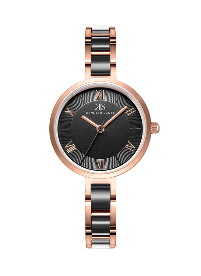 KENNETH SCOTT Kenneth Scott Women's Quartz Movement Watch, Analog Display and Alloy+Plastic Strap - K22521-KCBB, Rose Gold+Black  - Image 1