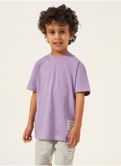 Styli Solid Oversized T-Shirt with Badge Detail  - Image 1