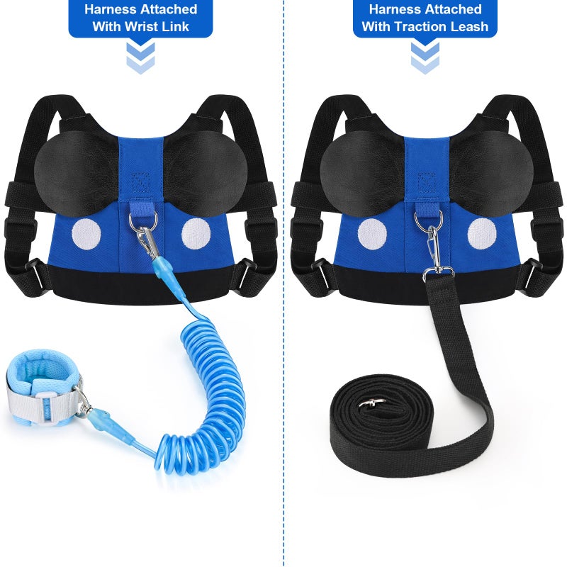 Accmor Toddler Harness Leash, Cute Kids Leash + Black Anti Lost Wrist Link for Outdoor Travel, Adorable Baby Leash Child Walking Harness Wristband Assistant Strap Mini Belt Protector for Boys Girls - Image 3