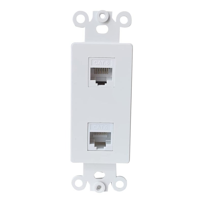 لوحة حائط بيضاء بوبلدت 2 منفذ إيثرنت CAT6 مع غطاء إدخال موصل RJ45 للوحة حائط متوسطة أو كبيرة