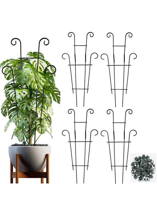 Dntorx 25.6 Inch Plant Trellis for Climbing Plants, 4 Pack Metal Garden Trellis for Potted Plants Indoor House Plant Climber Support Stakes with Plant Clips for Monstera Pothos Hoya Ivy Flower - Image 1