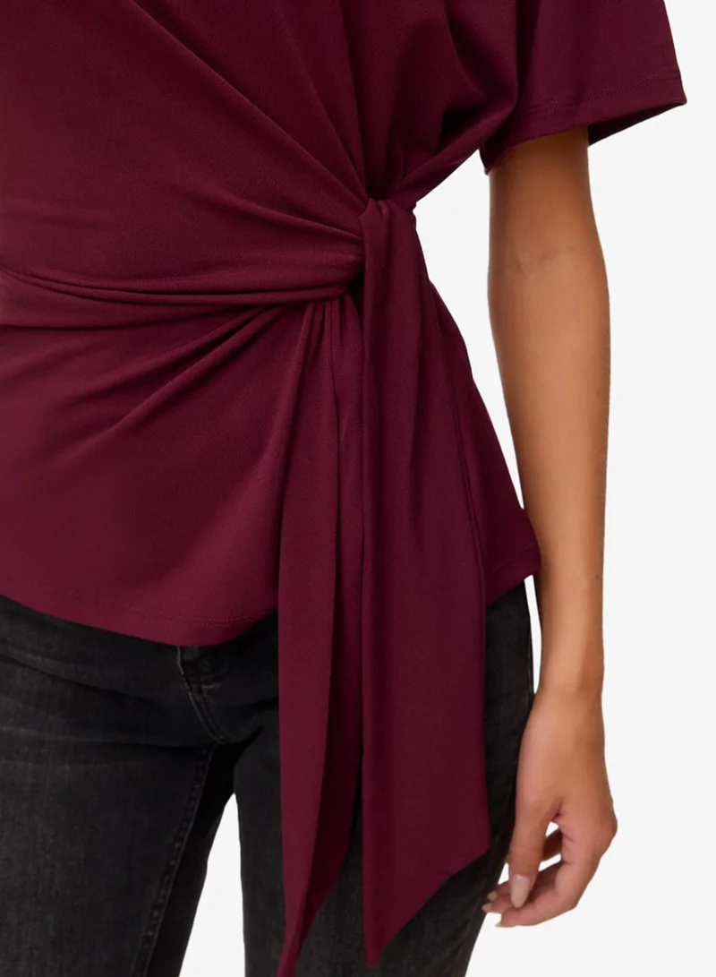 Vero Moda  Jill Knotted Short Sleeve Top for Women | Best Price UAE
