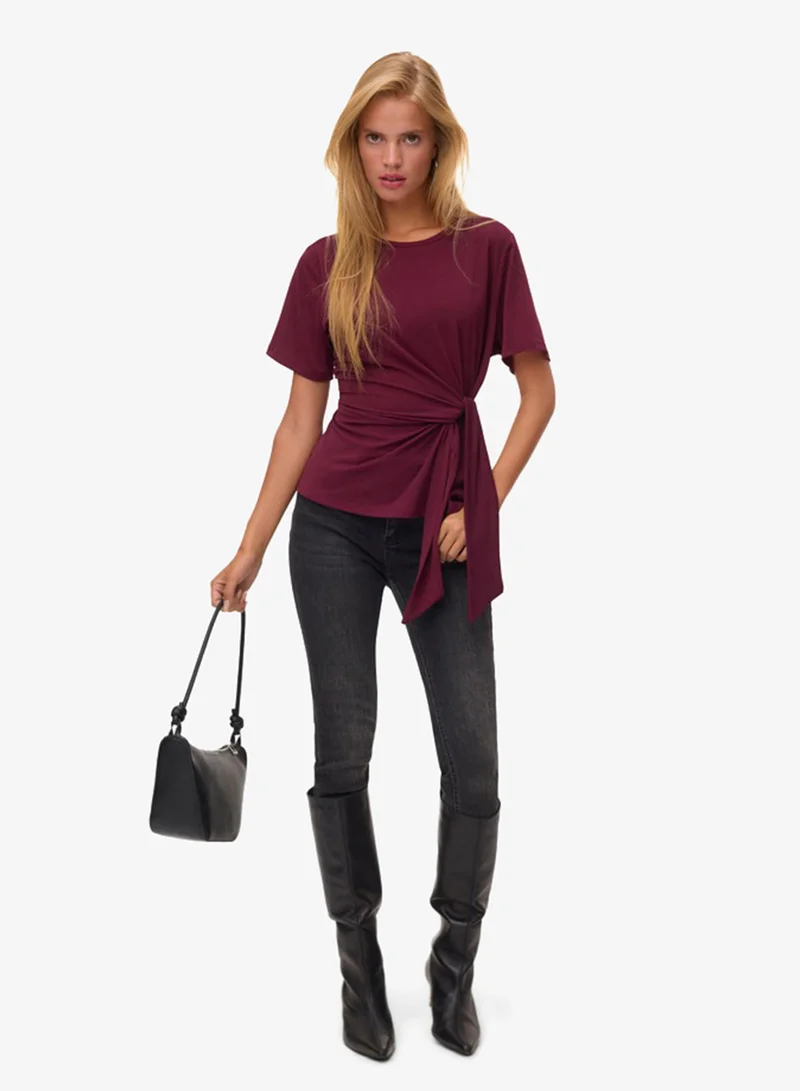 Vero Moda  Jill Knotted Short Sleeve Top for Women | Best Price UAE