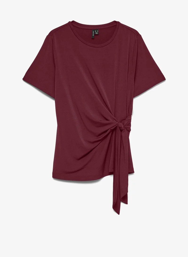 Vero Moda  Jill Knotted Short Sleeve Top for Women | Best Price UAE