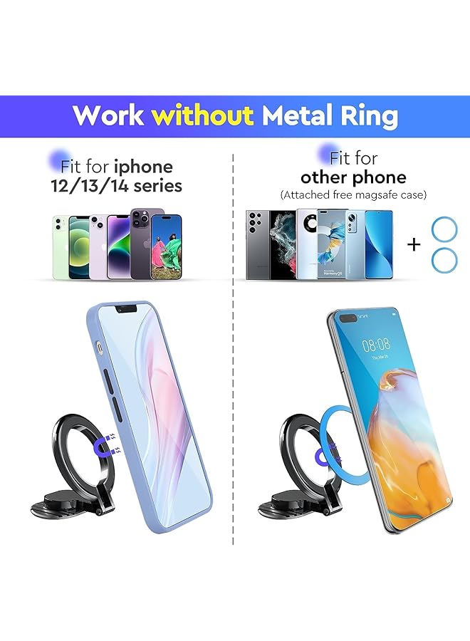 KASTWAVE Magnetic Phone Mount, 360° Rotating Folding Car Phone Mount, Super Strong Magnet Phone Holder For Steering Wheel And Dashboard, For Iphone 14 13 12, (Black) - Image 5