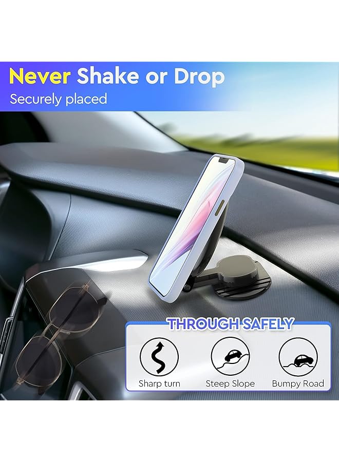 KASTWAVE Magnetic Phone Mount, 360° Rotating Folding Car Phone Mount, Super Strong Magnet Phone Holder For Steering Wheel And Dashboard, For Iphone 14 13 12, (Black) - Image 4