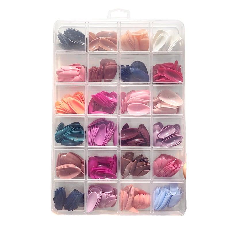 Lupro Nails Extension Kit Press On Artificial Nails for Women Girls Bride Teens Acrylic Almond Shape Reusable with Glue Sticker 24 Colors Set 576 Pieces - Image 2