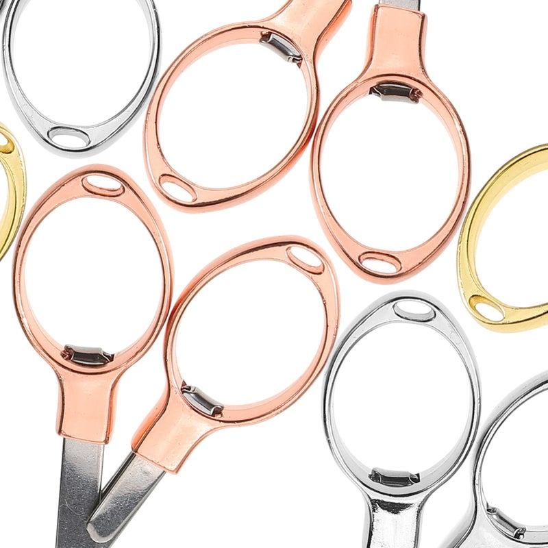 4 حزمة مقص محمول قابل للطي مقص حرفي معدني خفيف الوزن للسفر وخياطة وأنشطة الفصل الدراسي تصميم مدمج مع غطاء أمان - Image 3