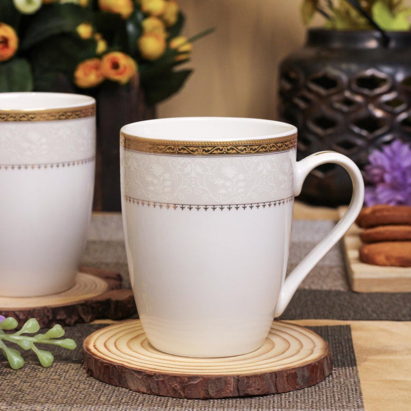 Vigneto Creme Gold Coffee Mug Set | Set of 2 Mugs, 300 ML | Finest Premium Porcelain | for Coffee/Tea | Scratch Resistant | Lead Free | Perfect for Gifting - Image 5