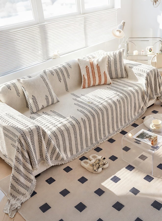 جو توي غطاء الأريكة المزدوج الجانب غطاء الأريكة المريح شينيل الأثاث الغطاء المنزلق الرمادي - Image 1