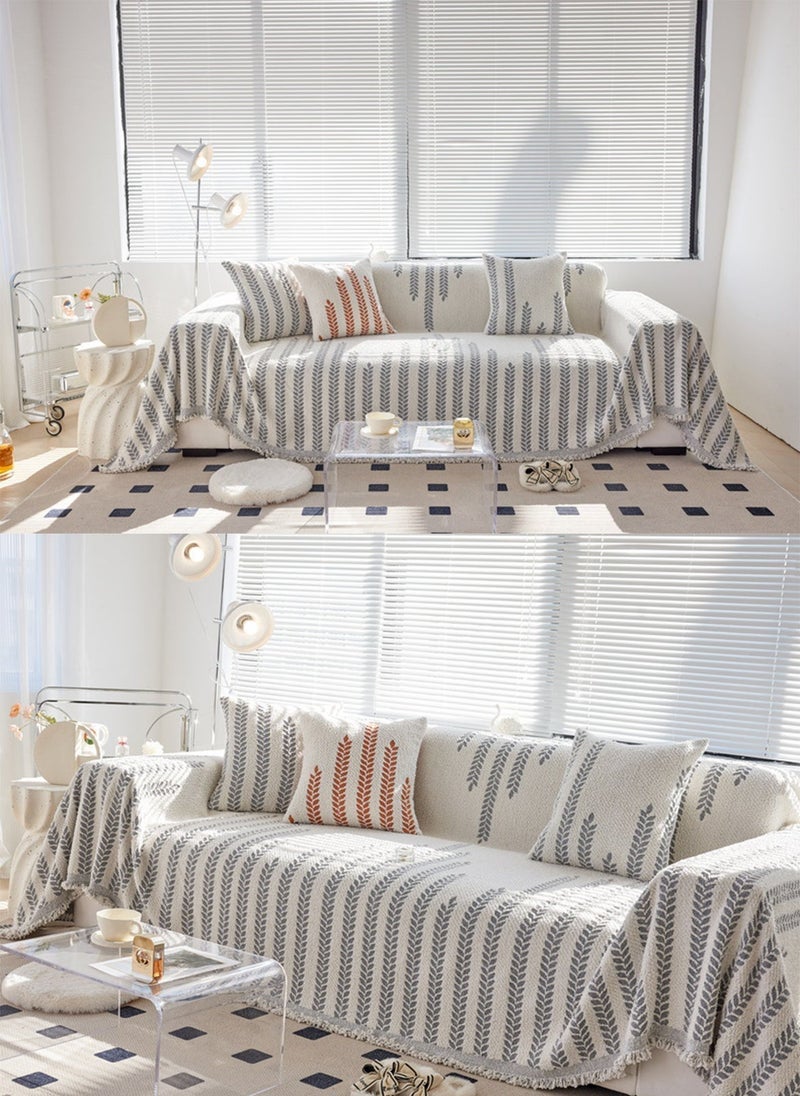 جو توي غطاء الأريكة المزدوج الجانب غطاء الأريكة المريح شينيل الأثاث الغطاء المنزلق الرمادي - Image 5