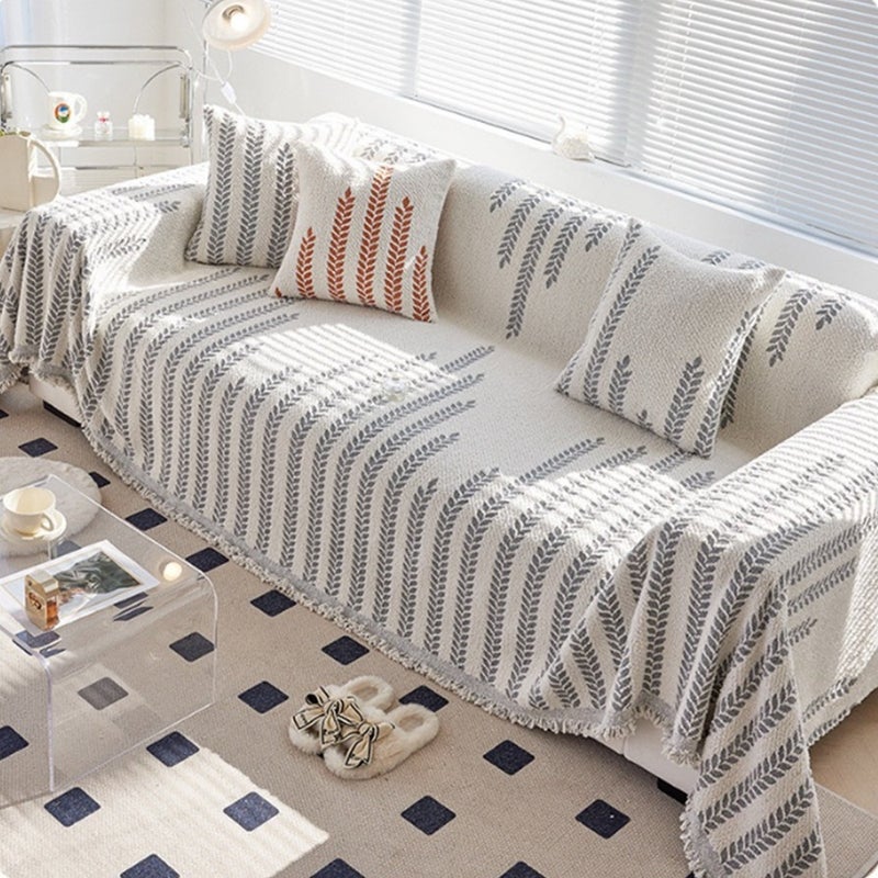 جو توي غطاء الأريكة المزدوج الجانب غطاء الأريكة المريح شينيل الأثاث الغطاء المنزلق الرمادي - Image 3