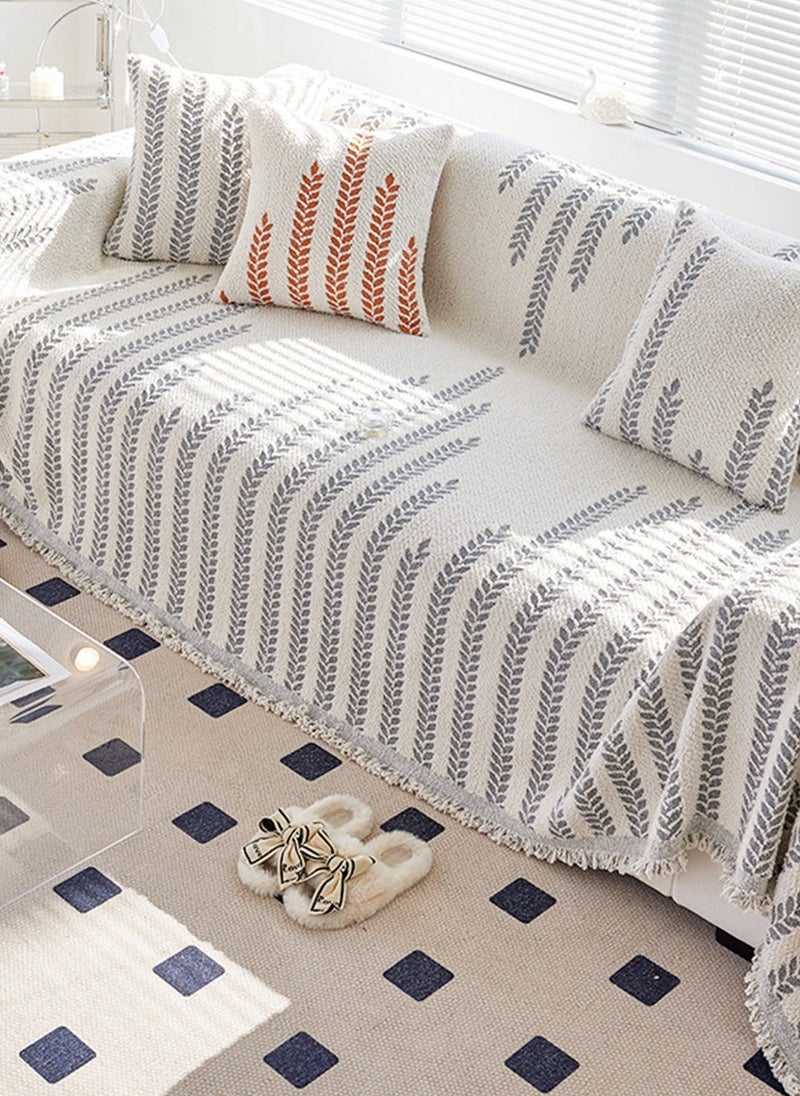 جو توي غطاء الأريكة المزدوج الجانب غطاء الأريكة المريح شينيل الأثاث الغطاء المنزلق الرمادي - Image 4