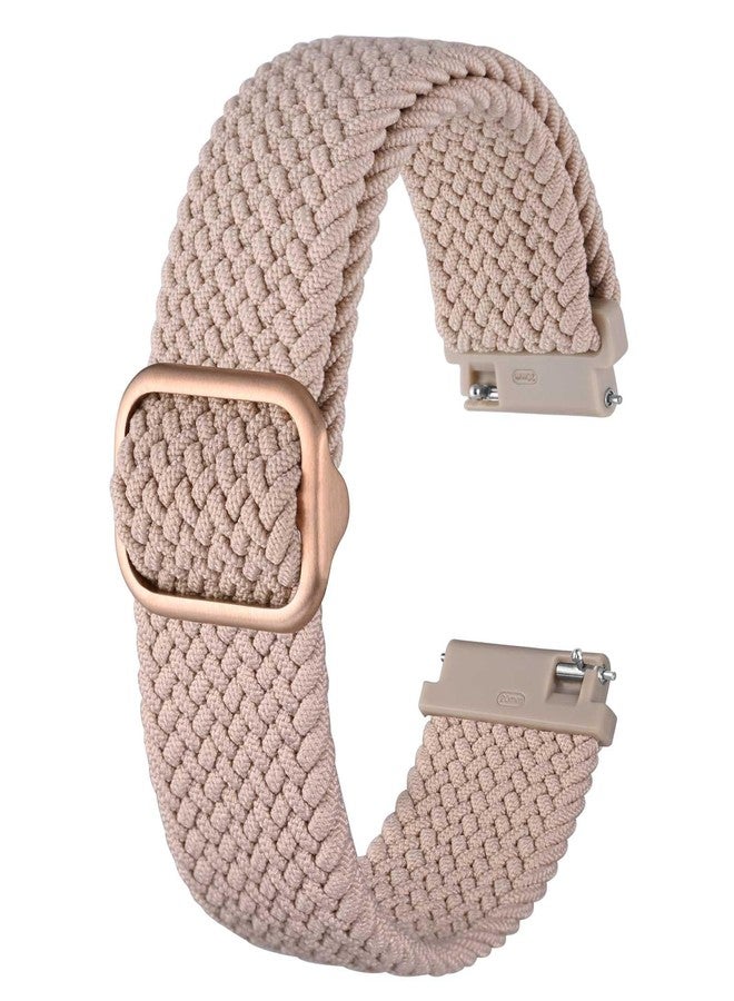 BISONSTRAP Nylon Watch Bands 18mm, Adjustable Braided Loop Straps for Men and Women,Pink with Rose Gold Buckle - Image 1
