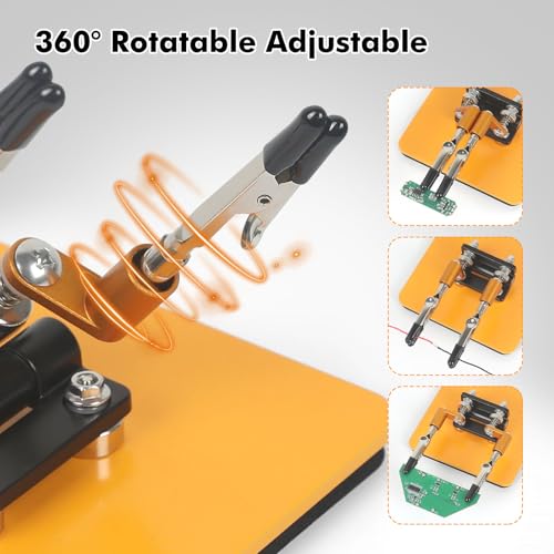 NOEVSBIG Magnetic Helping Hands Soldering Station with A 3.9 x 3.9 Inch Stable Base, 4 Flexible Arms– 360° Rotatable Adjustable Versatile Helping Hands Tool for Soldering, Electronics Repair, and DIY - Image 3