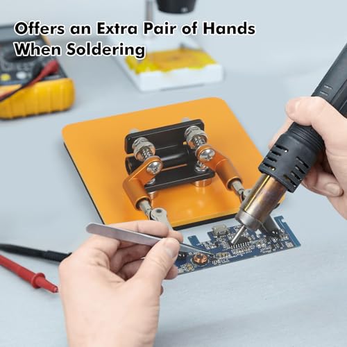 NOEVSBIG Magnetic Helping Hands Soldering Station with A 3.9 x 3.9 Inch Stable Base, 4 Flexible Arms– 360° Rotatable Adjustable Versatile Helping Hands Tool for Soldering, Electronics Repair, and DIY - Image 4