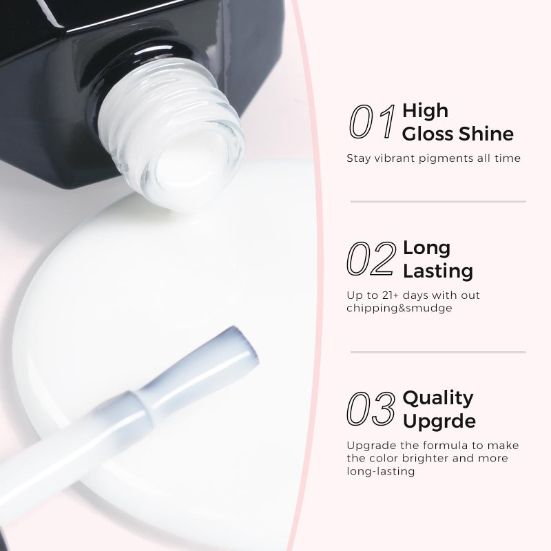 TOMICCA Milky White Gel Nail Polish, Nude Gel Polish Translucent Jelly Gel Polish Natural Color Soak Off UV White Gel Nail Polish for French Manicure - Image 5