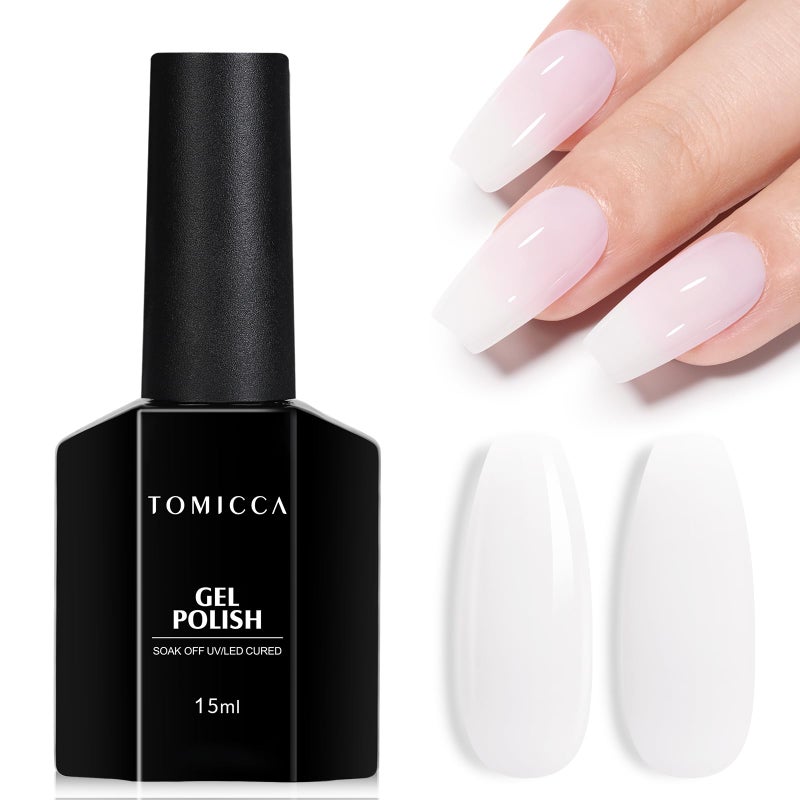 TOMICCA Milky White Gel Nail Polish, Nude Gel Polish Translucent Jelly Gel Polish Natural Color Soak Off UV White Gel Nail Polish for French Manicure - Image 1