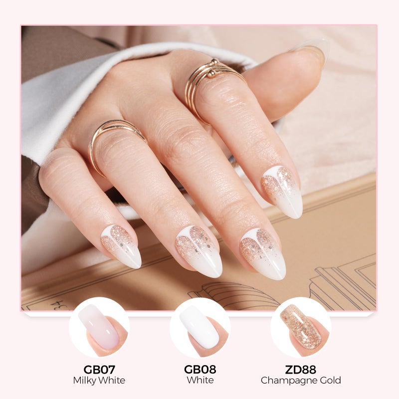 TOMICCA Milky White Gel Nail Polish, Nude Gel Polish Translucent Jelly Gel Polish Natural Color Soak Off UV White Gel Nail Polish for French Manicure - Image 4