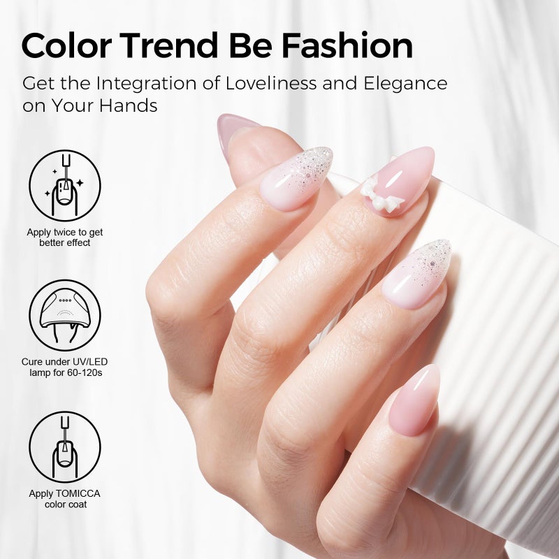 TOMICCA Milky White Gel Nail Polish, Nude Gel Polish Translucent Jelly Gel Polish Natural Color Soak Off UV White Gel Nail Polish for French Manicure - Image 2