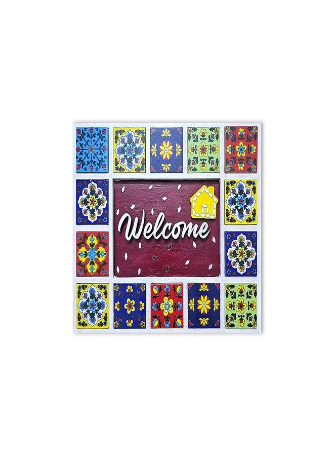 Noblenest Handmade Welcome Wall Plate | Wall Hanging Decorative for Door Decoration 9 Inch, Red | Welcome Sign Board for Door Entrance| Wall Decor for Office | Hanging Decorative Items | Wall Arts - Image 1