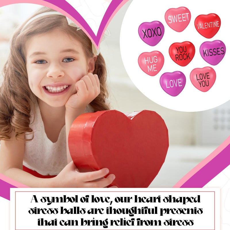 Arrowbash 150 Pieces Valentines Day Heart Stress Balls 1.5 Inch Stress Relief Balls Valentine Small Heart Shape Stress Ball Party Favors Valentines Day Gifts for Little Teens - Image 3