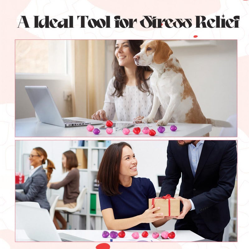 Arrowbash 150 Pieces Valentines Day Heart Stress Balls 1.5 Inch Stress Relief Balls Valentine Small Heart Shape Stress Ball Party Favors Valentines Day Gifts for Little Teens - Image 4