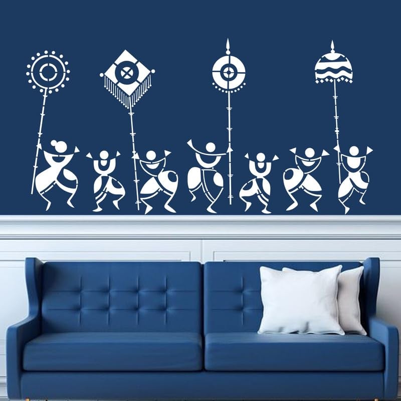 ARandNJ Painting for Wall Stencils (Size:- 24X40 Inch) Theme:- Warli Folk DIY Reusable Painting Design Suitable for Bedroom, Drawing Room, Living Room Wall Stencil (Pack of 1) - Image 1
