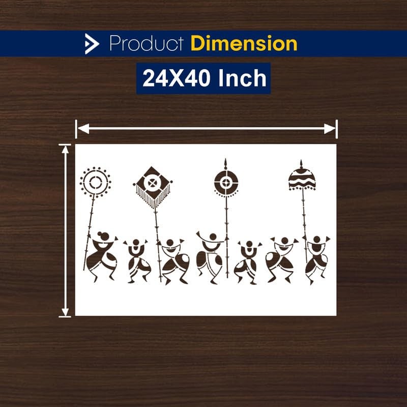 ARandNJ Painting for Wall Stencils (Size:- 24X40 Inch) Theme:- Warli Folk DIY Reusable Painting Design Suitable for Bedroom, Drawing Room, Living Room Wall Stencil (Pack of 1) - Image 2