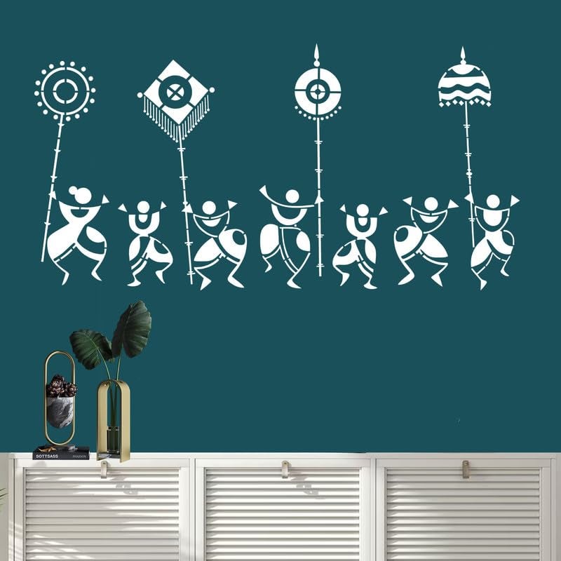ARandNJ Painting for Wall Stencils (Size:- 24X40 Inch) Theme:- Warli Folk DIY Reusable Painting Design Suitable for Bedroom, Drawing Room, Living Room Wall Stencil (Pack of 1) - Image 3