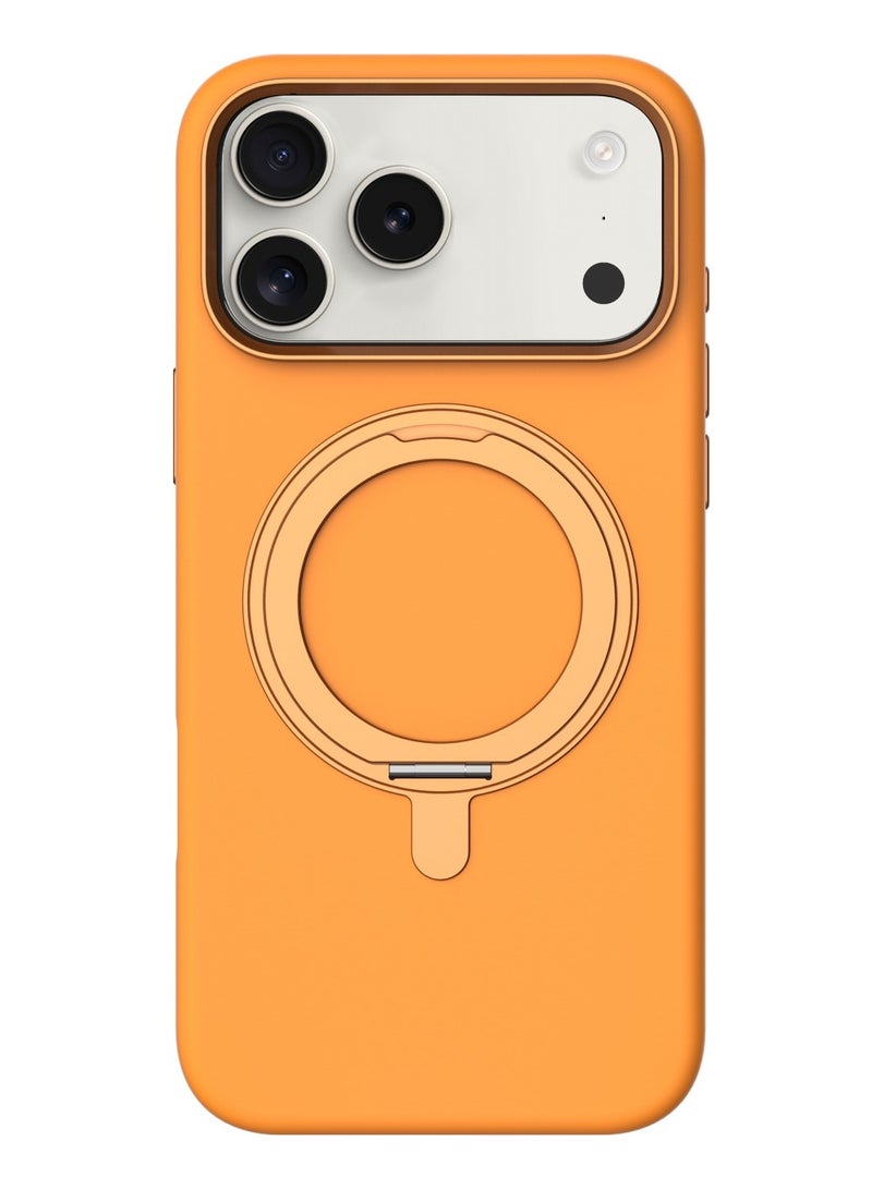 ليفيلو حافظة Iris Pro MagSafe من السيليكون السائل لهاتف iPhone 17 Pro مع حلقة دعم و قبضة سيليكون فاخرة / حافة مقاومة للصدمات / إطار من سبائك الألمنيوم للكاميرا والأزرار / مغناطيسات قوية - برتقالي - Image 1