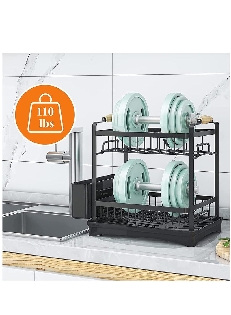 Dish Storage Rack Organizer with Drainer, Kitchen Plate Cup Dish Drying Rack Tray Holder Cutlery Cup Holder for Kitchen Counter Top  - Image 4