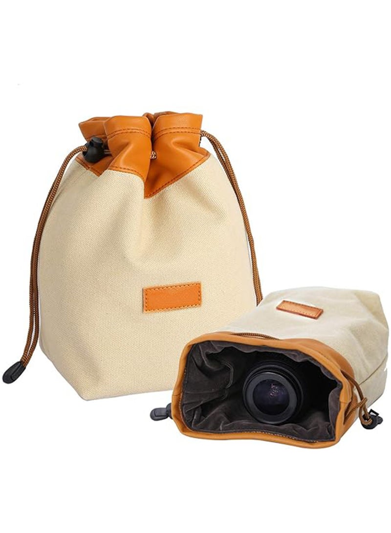 Excefore Camera Bag Soft Drawstring Lens Bag, DSLR Shoulder Bag with Adjustable Strap Camera Gadget Bag, Lens Pouch Handbag, Portable Lightweight for Daily Photography Travel,Vintage Style (M) - Image 1