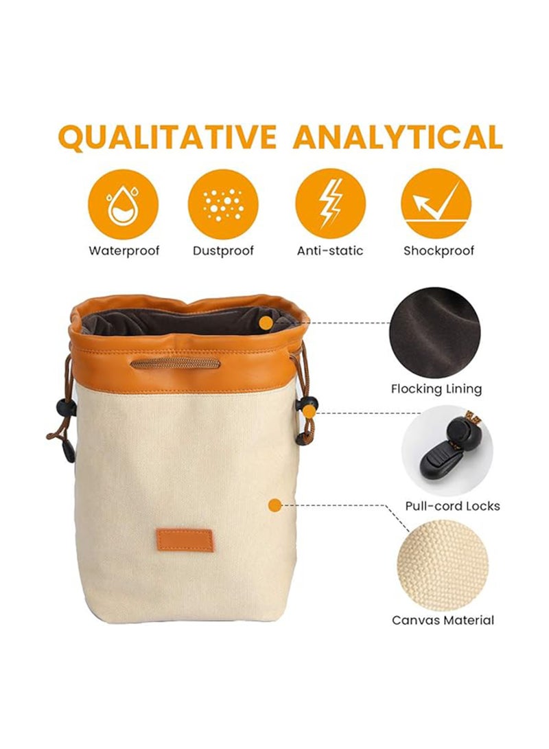 Excefore Camera Bag Soft Drawstring Lens Bag, DSLR Shoulder Bag with Adjustable Strap Camera Gadget Bag, Lens Pouch Handbag, Portable Lightweight for Daily Photography Travel,Vintage Style (M) - Image 5