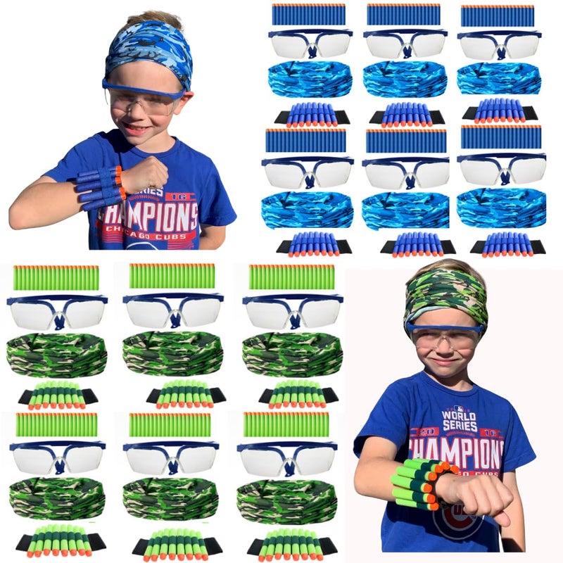 Wishery Accessories for Nerf Party Supplies Nerf Party Favors  12 Sets Kids Bulk Pack for Boys Birthday War Darts Glasses Masks Wristbands - Image 2
