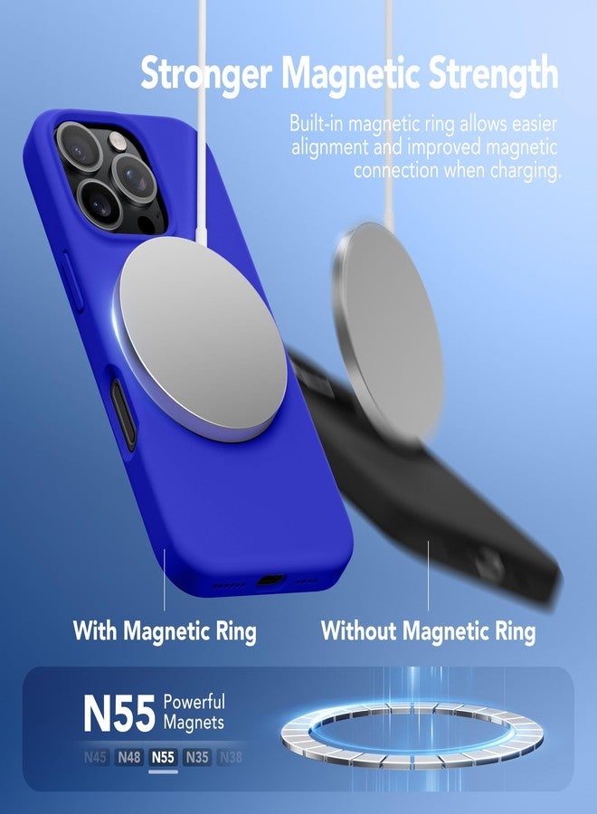 GONEZ Magnetic for iPhone 16 Pro Max Case, Compatible with MagSafe, Liquid Silicone Case, with Screen Protector + Camera Protector, Full Body Protective Shockproof Phone Cover 6.9", Cobalt Blue - Image 3