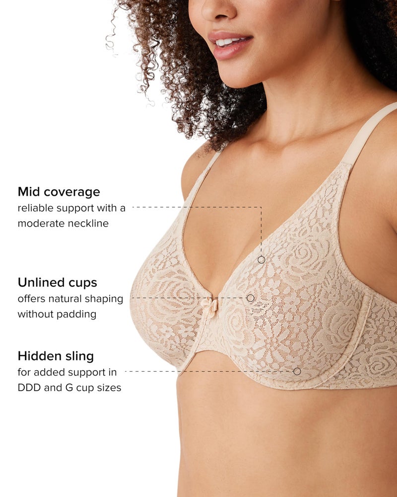 Wacoal Halo Lace Underwire Bra 851205 Naturally Nude 32DDD - Image 2