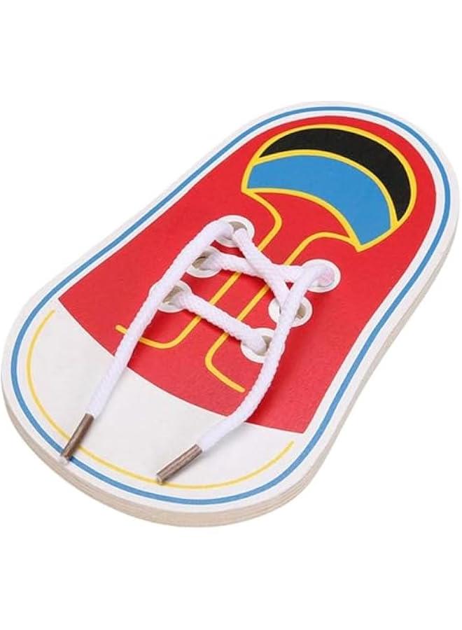 إسكدنيا مجموعة ألعاب تعليمية للأحذية تعلم ربط الأحذية بنفسك للأطفال ألعاب تعليمية عملية للأطفال الصغار لوحة تدريب للأطفال الصغار أحذية خشبية للربط المبكر - Image 1