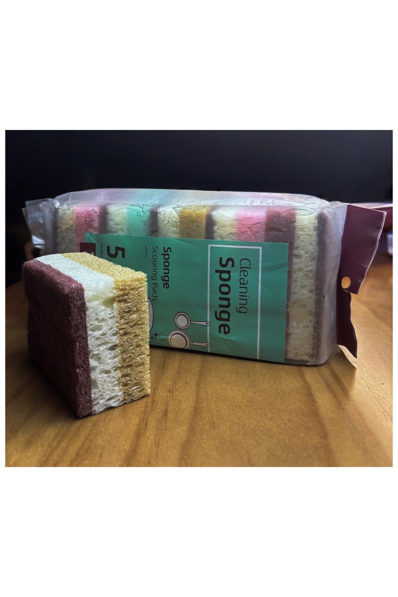 Heyla Kitchen cleaning sponge, 5-piece set, size 10cm * 7cm * 4cm, suitable for pots, pans, kitchenware, and delicate surfaces - Image 2
