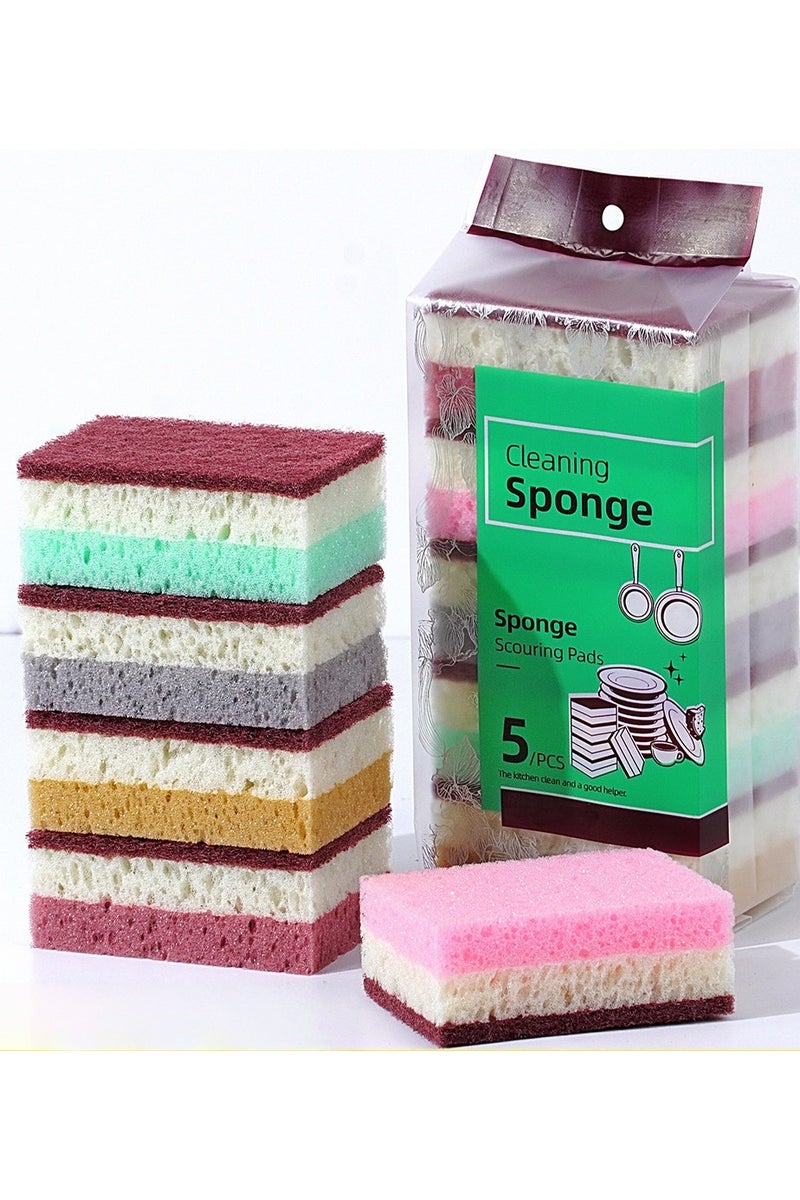 Heyla Kitchen cleaning sponge, 5-piece set, size 10cm * 7cm * 4cm, suitable for pots, pans, kitchenware, and delicate surfaces - Image 4