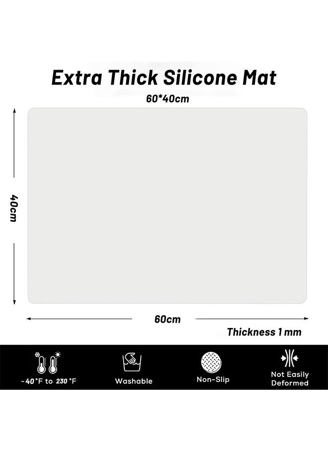 LENND Silicone Mats for Kitchen Counter, Large Silicone Countertop Protector 60 CM*40 CM, Nonskid Heat Resistant Desk Saver Pad, Multipurpose Mat, Placemat  - Image 2