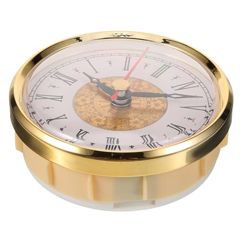 HOMSFOU HOMSFOU Roman Numeral Quartz Clock Insert, Mini Quartz Movement Clock with Gold Trim Round Clock Insert Arabic Numeral  - Image 1