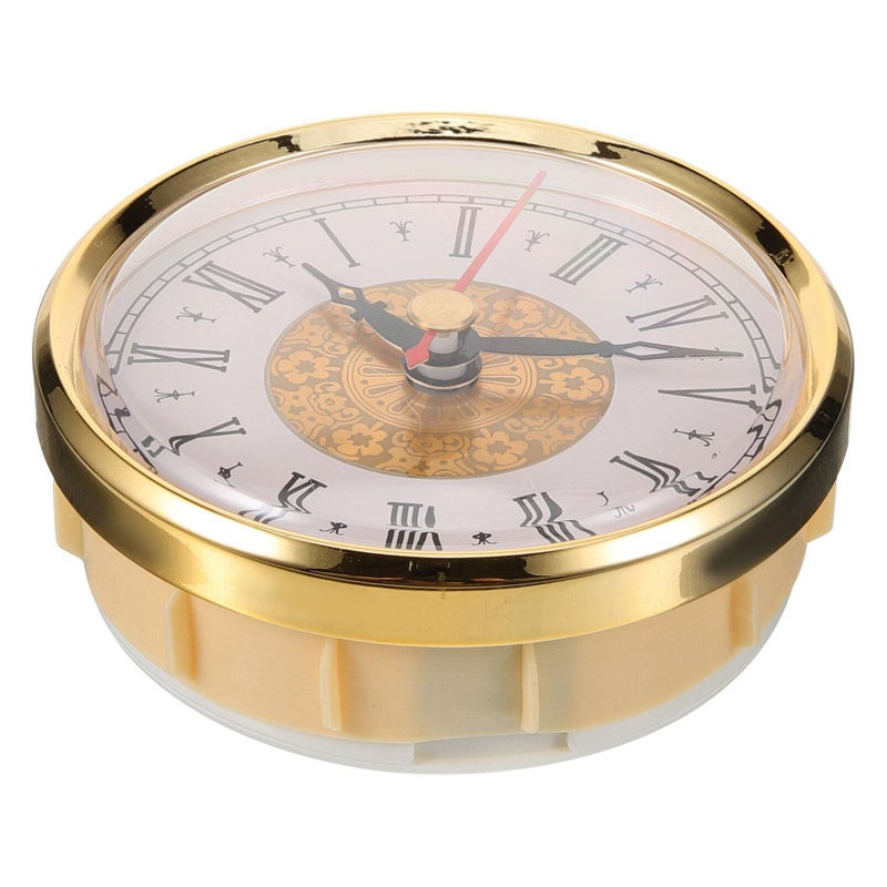 HOMSFOU HOMSFOU Roman Numeral Quartz Clock Insert, Mini Quartz Movement Clock with Gold Trim Round Clock Insert Arabic Numeral  - Image 2