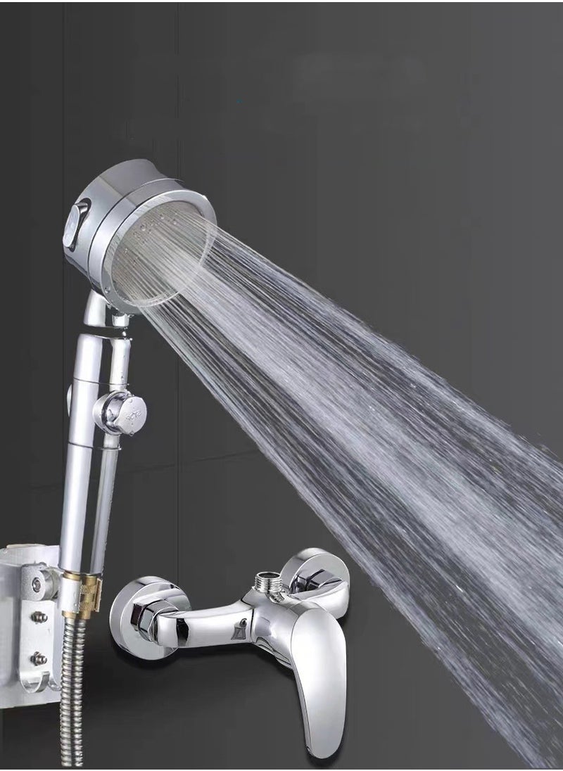 Kutis 1-Set Bathroom Shower System Copper Shower Faucet Pressurized Shower Head Set Silver  - Image 1