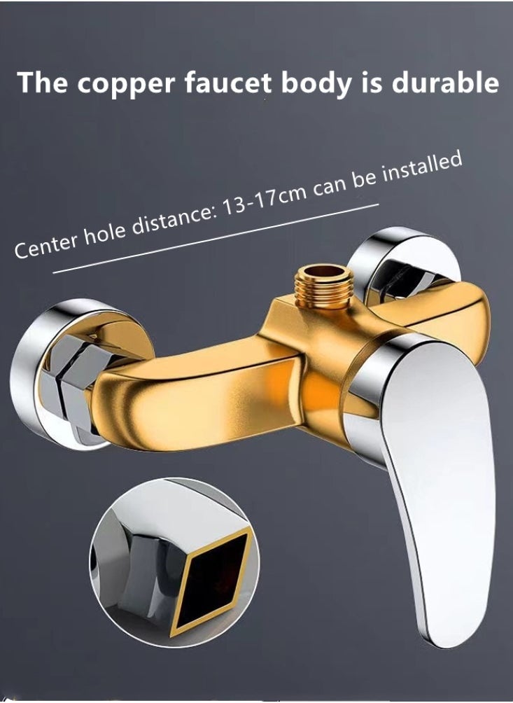 Kutis 1-Set Bathroom Shower System Copper Shower Faucet Pressurized Shower Head Set Silver  - Image 5